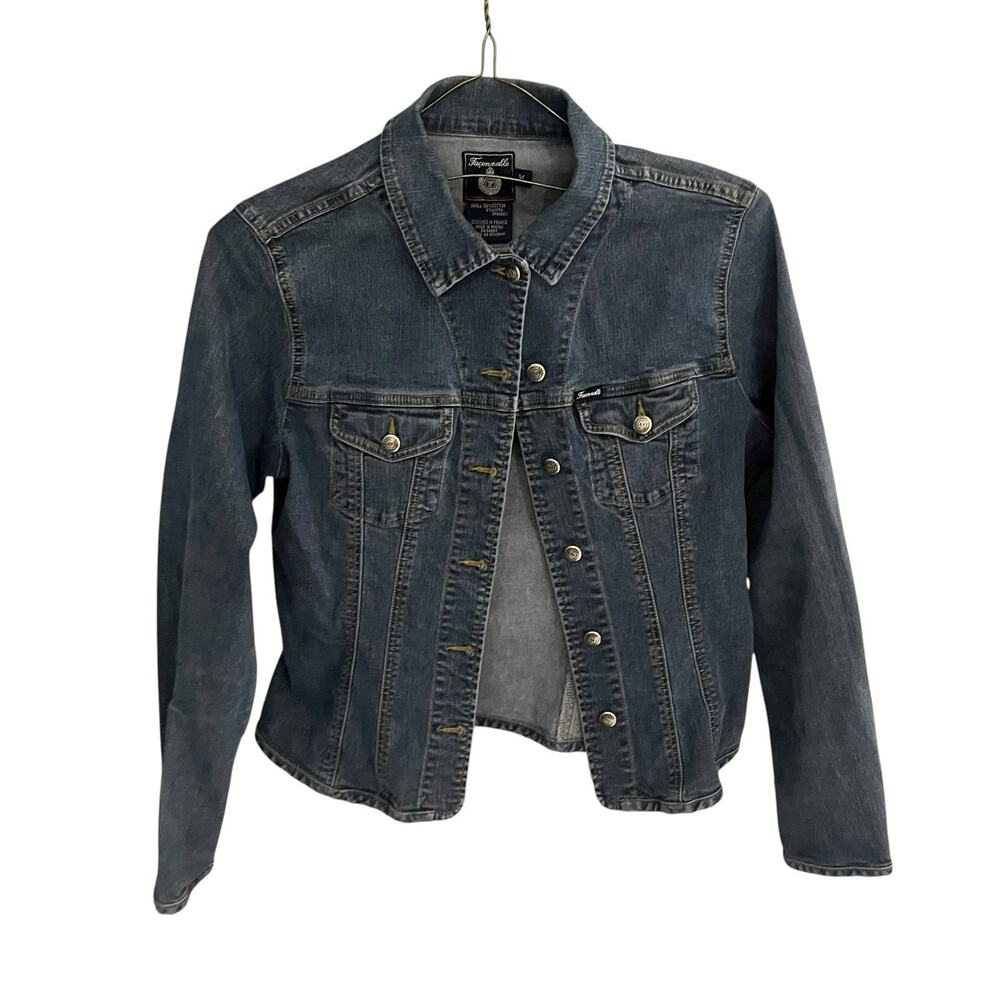 Faconnable Women's M Jacket Denim Blue Button Front